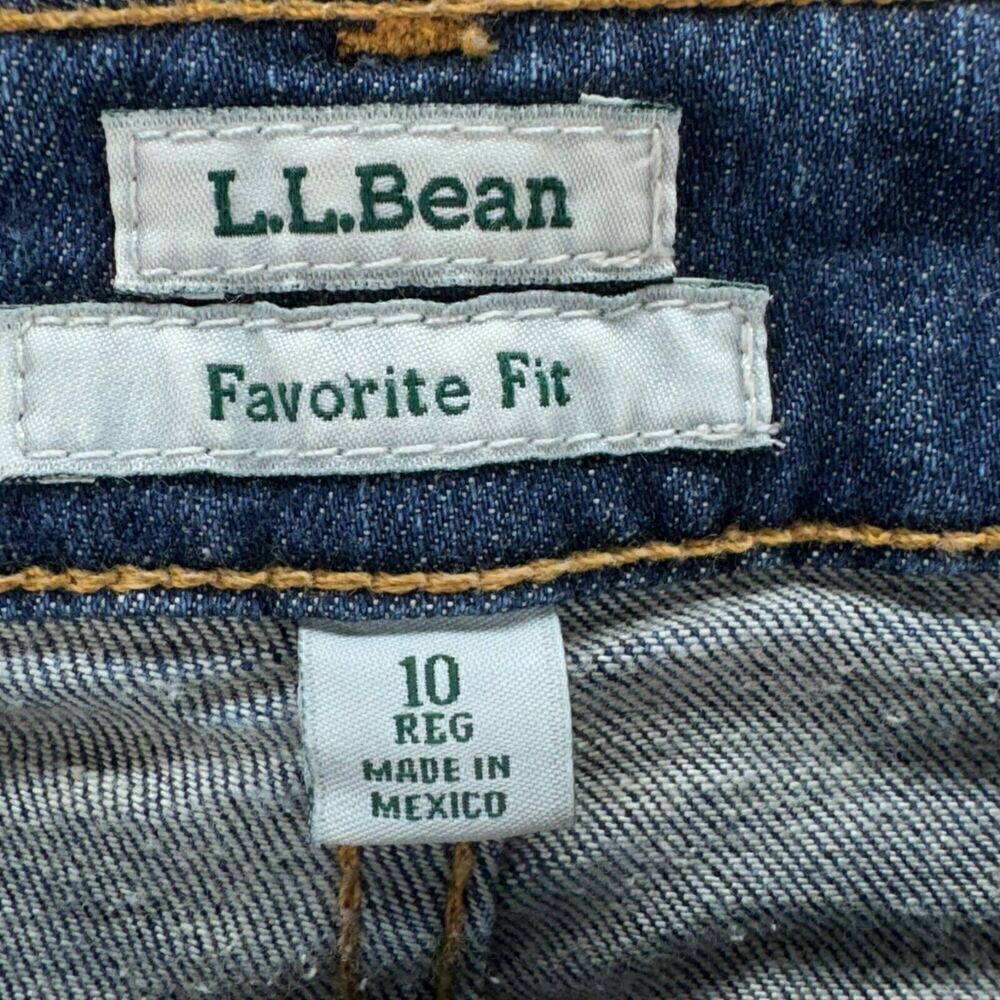 L.L.Bean Favorite Fit Jens Womens 10 Straight Leg Cuffed Hem Ankle Pockets Denim - Picture 7 of 12